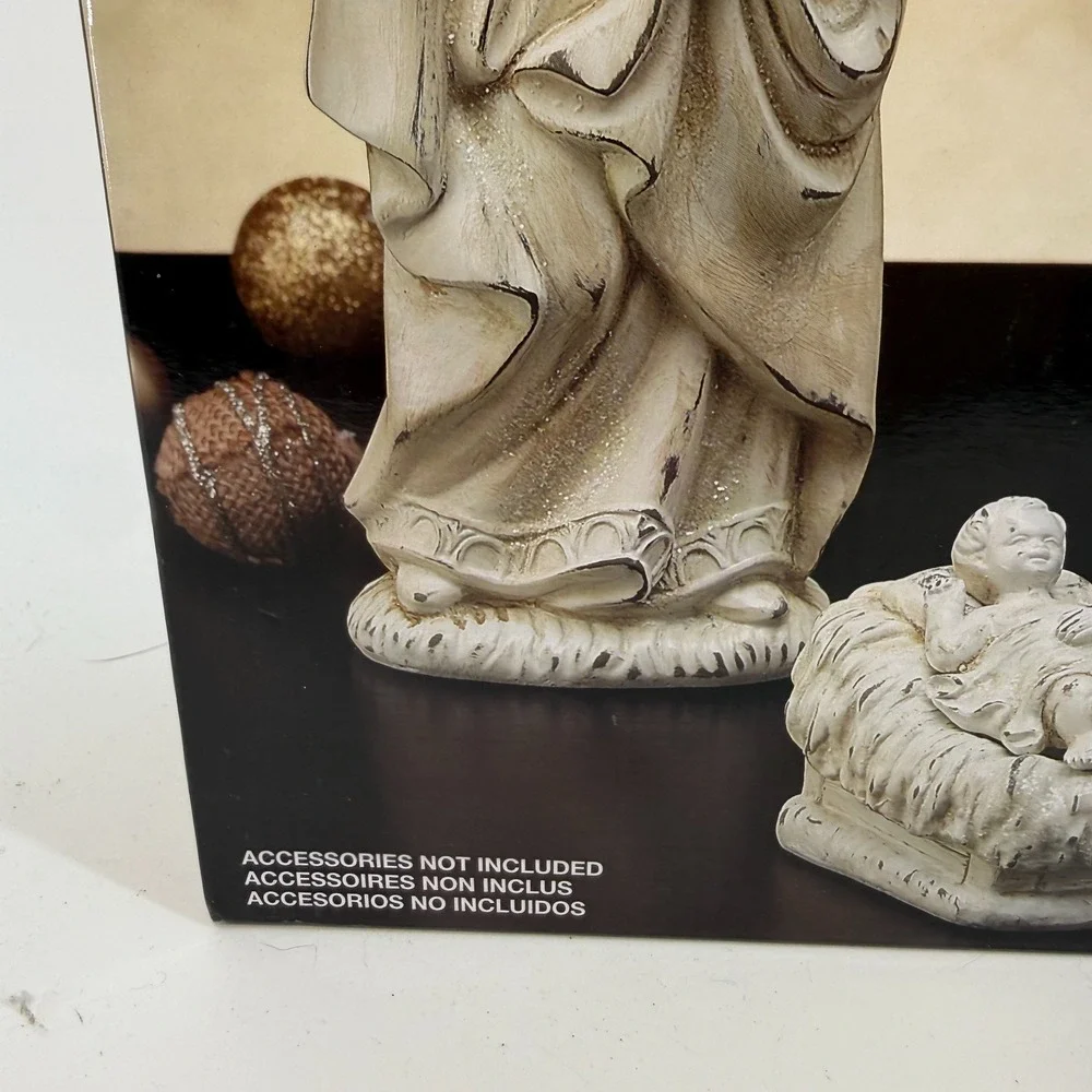 Costco Holy Family Nativity Figurines 4 Piece Set Joseph‎ Mary Baby Jesus White